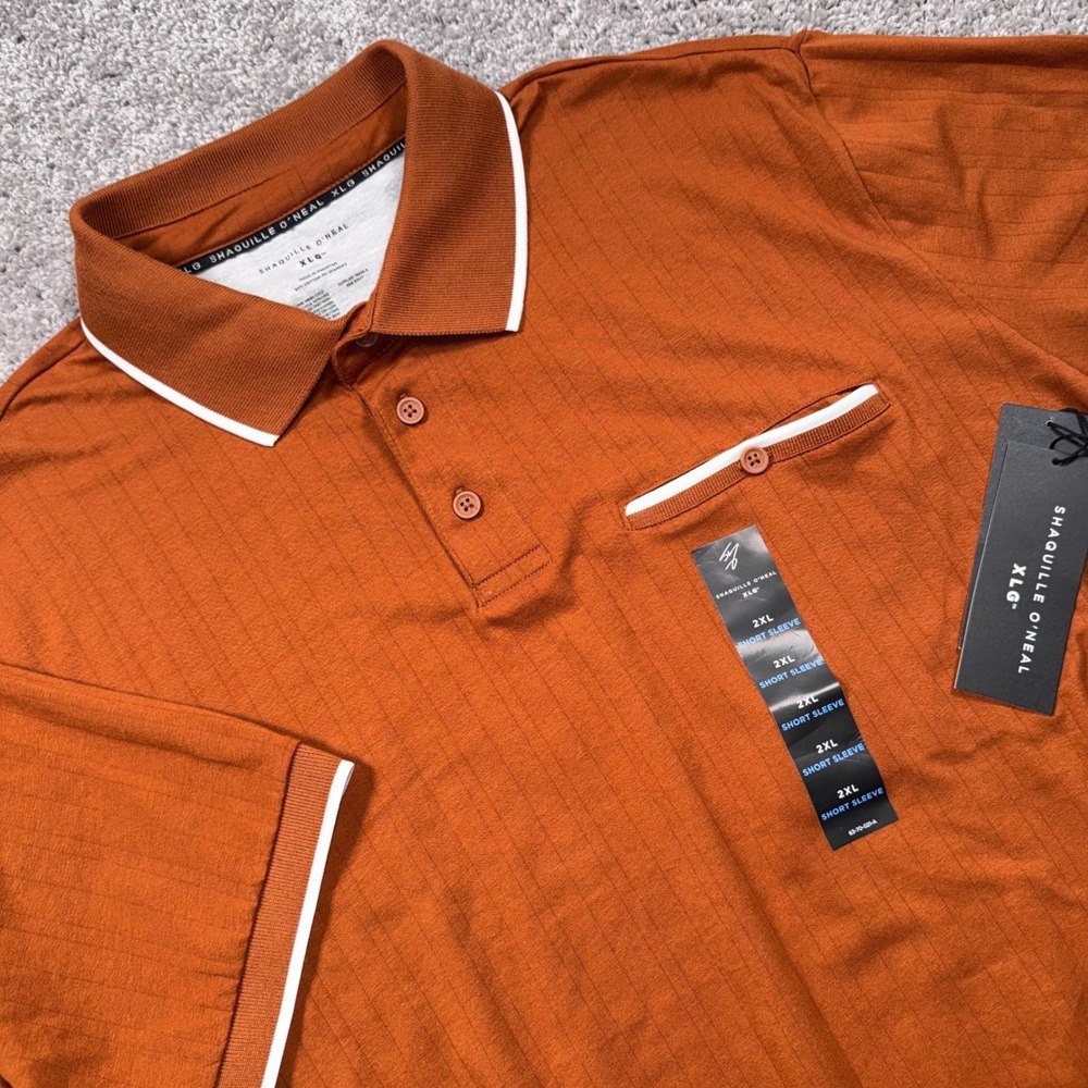 Shaquille O'Neal XLG Polo Shirt Mens Stretch Brown Glow 2XL NEW